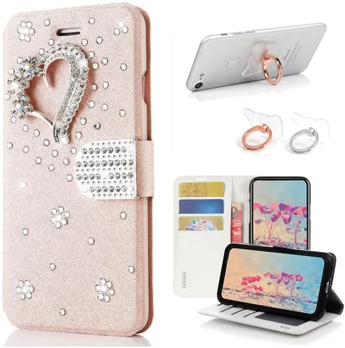 Miniatura 10 de Bling - Funda tipo cartera compatible con iPod Touch 5/iPod Touch 6, elegante, 3D hecha a mano, S-Link, funda de piel con diseño de mariposas