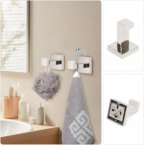 Miniatura 6 de NearMoon Juego de 5 piezas de accesorios de baño de acero inoxidable 304, juego de toallero cuadrado que incluye toallero de 16 pulgadas + anillo