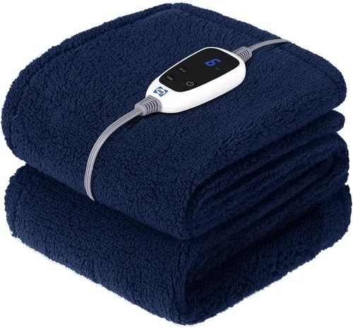 Miniatura 19 de Sealy - Manta eléctrica térmica de doble sherpa suave de 50 x 60 pulgadas súper acogedora con 6 niveles de calentamiento rápido y apagado automático