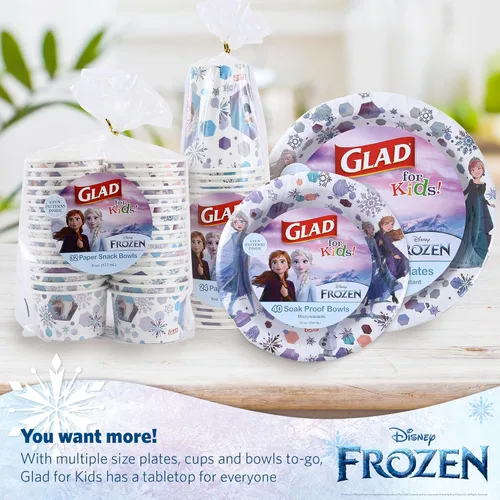 Miniatura 6 de Glad Cuencos de papel desechables de Disney Frozen para niños, Anna y Elsa, resistentes, a prueba de remojo, aptos para microondas, aptos