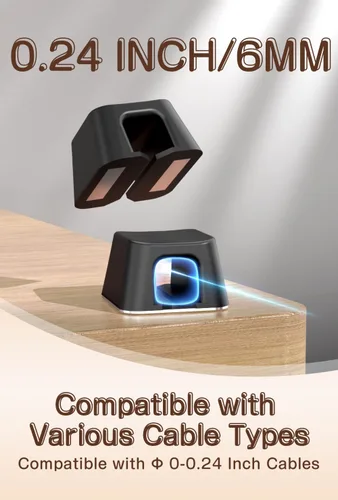 Miniatura 4 de Maveek - Clip magnético para cables, paquete de 5 soportes para cables, organizador de cables magnéticos, organizador de escritorio, pared, mesa