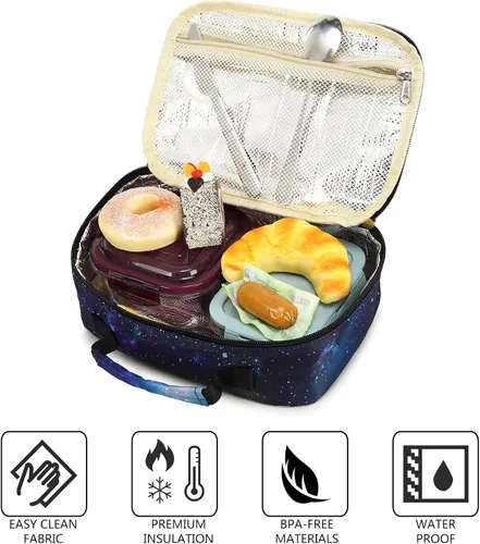 Miniatura 9 de LEDAOU Lonchera para Niños Bolsa de Almuerzo Aislada Niños Niñas Pequeños Lonchera Reutilizable para Escuela Picnic Senderismo Azul