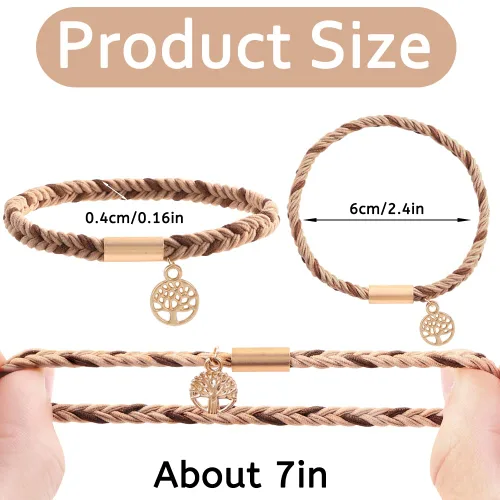 Miniatura 3 de DIYDEC 10 Ligas para el Cabello Pulsera para Mujeres 5 Estilos Suaves Trenzadas Boho Bandas para el Cabello Elásticas Sin Daño Ligas para el Cabello