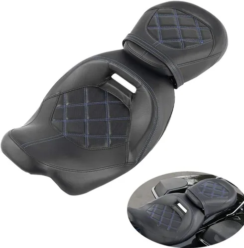 Miniatura 34 de TCT-MOTORPARTS Driver Rider - Almohadilla de respaldo para Harley Touring 2009-2023 Road King Street Road Electra Glide Ultra Black Stitching