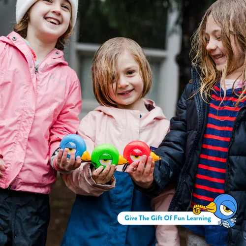 Miniatura 16 de Handy Famm Cinta métrica de pájaro azul de 8 pies para niños, herramienta educativa STEM con nivel, transportador, diseño retráctil, juguete
