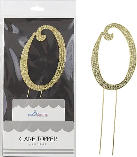 Mega Crafts Decoración para tartas con diamantes de imitación dorados brillantes y cristales brillantes y aleación de metal duradero, ideal para