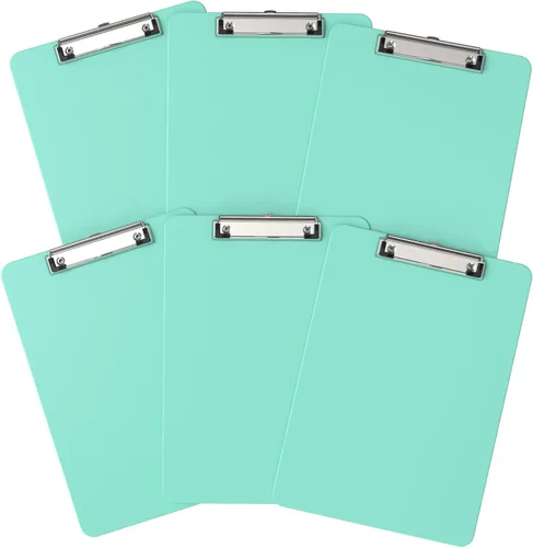 Miniatura 32 de Portapapeles de plástico, tablero de clip negro A4 de 8.5 x 11 pulgadas para aula, estudiantes, niños, mujeres, tamaño 9 x 12.5 pulgadas con clip
