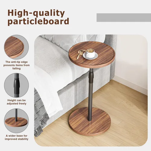 Miniatura 5 de Mesa auxiliar redonda ajustable, mesa auxiliar pequeña, mesa de bebida con pedestal para espacios pequeños, mesita de noche redonda alta para sala