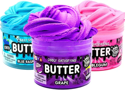 Miniatura 3 de Compound Kings Tarro individual de slime de mantequilla de frambuesa azul, relleno de calcetín para niños y niñas, regalo divertido sensorial
