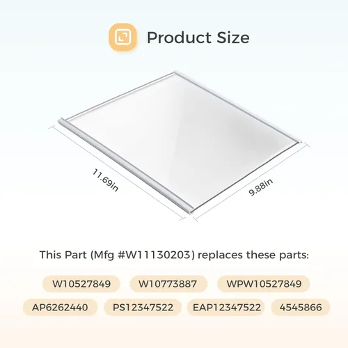 Miniatura 2 de [2026] Estante de vidrio para congelador W11130203 actualizado compatible con refrigerador Whirlpool, W10527849 W10773887 WPW10527849 Estante