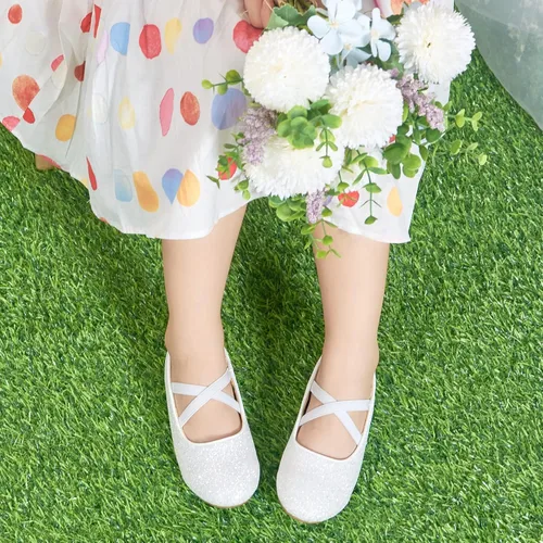 Miniatura 3 de Otter MOMO Zapatos planos de bailarina para niñas pequeñas y niñas pequeñas, zapatos de vestir para fiesta escolar