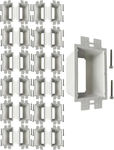 iMBAPrice BE1-25 Extensor de caja de toma de corriente eléctrica no metálico de 1 banda, color blanco, paquete de 25 – Extiende cajas eléctricas