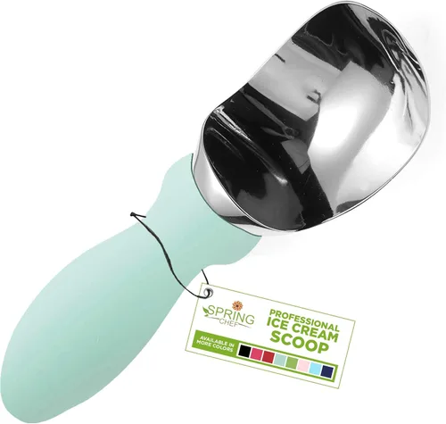 Miniatura 8 de Spring Chef - Cuchara de helado de acero inoxidable con mango suave - Cuchara de helado resistente para yogur congelado, gelato, sundae, melón, Azul