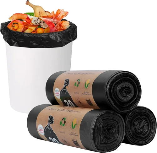 Toplive Bolsa de basura para el hogar, baño, dormitorio, cocina, oficina (negro, 8 galones)