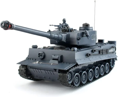 BEAURE Tanques RC, 1:28 WW2 Tanque Alemán Tiger Juguetes para Niños, 9 Canales Vehículos de Control Remoto con Sonido y Luz, Juguetes Militares RC