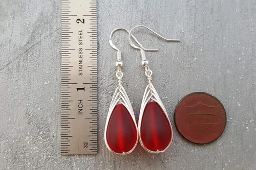 Miniatura 48 de Yinahawaii Handmade Sea Glass Earrings, Hawaiian Jewelry, Wire Braided Earrings Teardrop Earrings, Beach Jewelry Sea Glass Jewelry For Women Cobalt