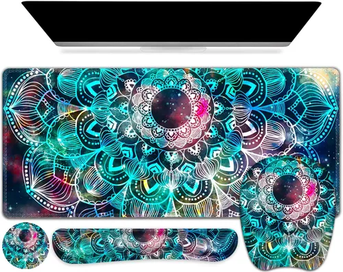 Miniatura 31 de Alfombrilla de ratón grande 4 en 1, juego de reposamuñecas para teclado, alfombrilla de ratón ergonómica con soporte para la muñeca, alfombrilla