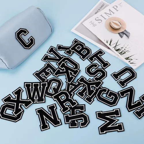Miniatura 3 de 5 parches de letras para planchar y coser, bordado de 3.14 pulgadas, parches decorativos del alfabeto para planchar en ropa, chaquetas, jeans