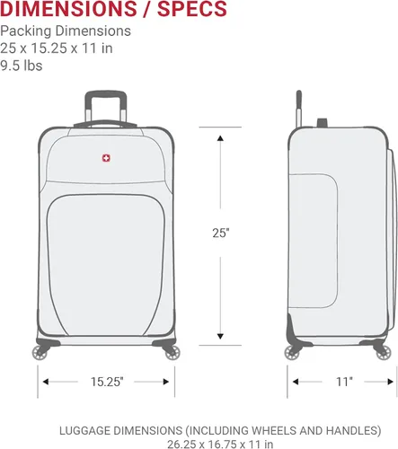 Miniatura 28 de SwissGear - Equipaje suave expandible Sion con ruedas, Negro