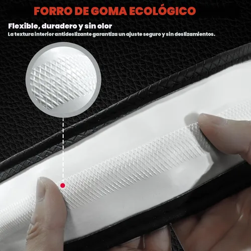 Miniatura 6 de Ouzorp Funda universal para volante de automóvil, de piel de microfibra con forro antideslizante, 14.5-15 pulgadas, color negro con línea roja