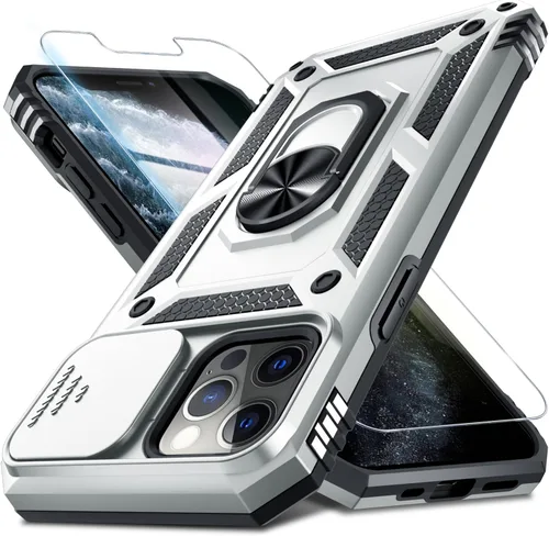 Miniatura 111 de Janmitta - Funda para iPhone 14 Pro con cubierta deslizante para lente de cámara incorporada + protector de pantalla, funda de cuerpo completo