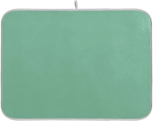 Tapete de secado de platos grande verde salvia, extra grande para platos, accesorios de cocina, mostrador, almohadilla escurridor de platos de