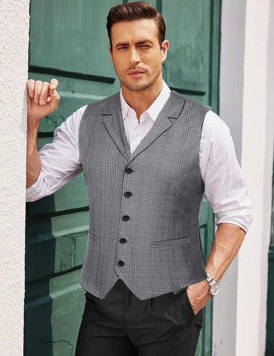 Miniatura 3 de COOFANDY Chaleco de traje de negocios para hombre, ajustado, para boda, fiesta, cena