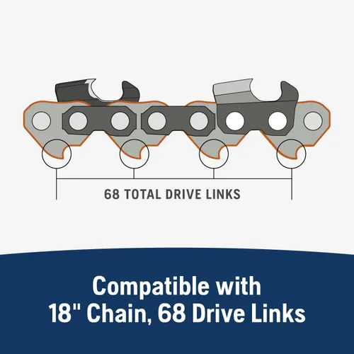 Miniatura 3 de Husqvarna Barra de motosierra X-Tough de 18 pulgadas para motosierra 555, paso de 3/8 pulgadas, calibre .058 pulgadas y 68 eslabones de transmisión