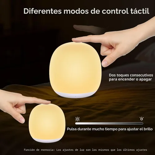 Miniatura 5 de Tyute Luz nocturna para bebé, lámpara de noche de guardería con 8 colores RGB cambiantes, luz nocturna táctil de silicona suave sin BPA