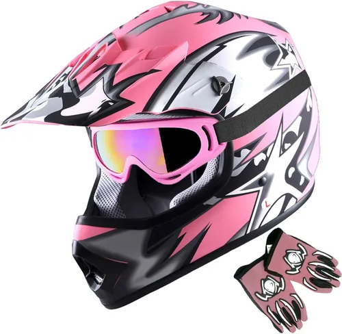Miniatura 14 de 1Storm - Casco de motocross para jóvenes y niños, color negro mate + gafas + paquete de guantes negros para jóvenes MG