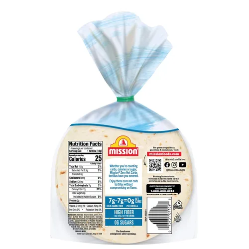 Miniatura 5 de Mission Zero Net Carb Tortillas de harina originales – 0.00 oz de carbohidratos netos – Certificado Keto – 4.5 pulgadas – 14 unidades, 8.89 onzas