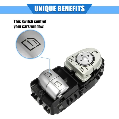 Miniatura 3 de Interruptor de control de ventana compatible con Mercedes-Benz Vito W447 2015-2018, plástico duradero negro