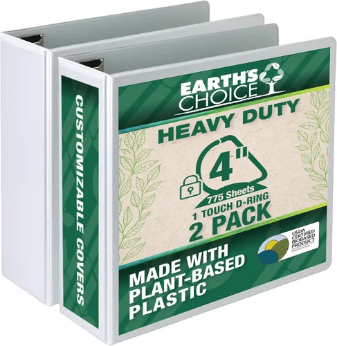 Miniatura 3 de Samsill Earth's Choice - Carpeta a base de plantas resistente de 3 anillos en D de 1.5 pulgadas con bloqueo de un solo toque, a base de plantas