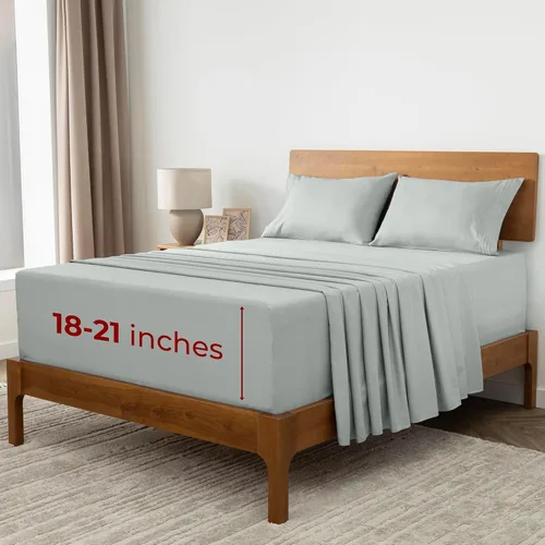 Mellanni Sábanas extra profundas de tamaño Queen - 4 piezas de la colección icónica de ropa de cama - Sábanas de lujo de hotel, ultra suaves, de