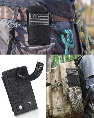 Miniatura 7 de Funda táctica negra Molle para teléfono celular, resistente al agua, para iPhone 11, 12, 13 Pro Max, Samsung S22, S21, S20, FE Note 20, A02S, menos