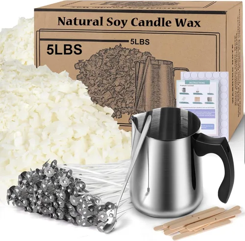 Miniatura 9 de Kit de suministros para hacer velas de cera de soja, cera de soja natural para hacer velas, kit de arte y manualidades DIY para adultos