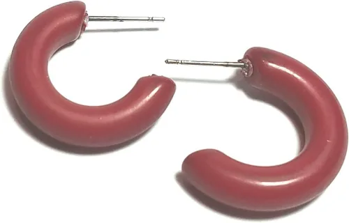 Miniatura 5 de Pendientes de aro Lucite Marrón Caramelo Pequeños aros de Secretaria Lucite Vintage - SEC-BR-1