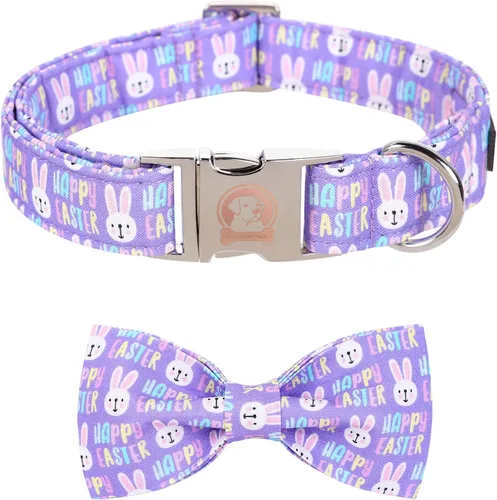 MR. CHUBBYFACE· Collar de Pascua para perro de conejo con lazo, collar ajustable para mascotas con corbatín para perros pequeños, medianos y grandes