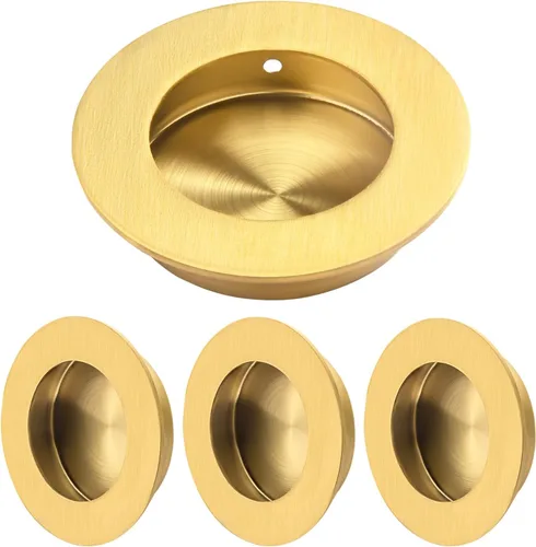 Miniatura 16 de HOMOTEK Paquete de 2 Manijas Redondas Deslizantes para Puerta de Armario Diámetro 2-1/2 pulgadas (65mm) Tiradores Empotrados Negros de Bolsillo
