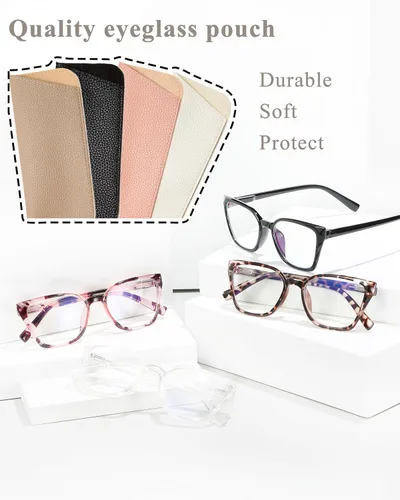 Miniatura 5 de EYEURL Paquete de 4 lentes de lectura con diseño de ojo de gato para mujer, lentes de bloqueo de luz azul, para lectura de computadora a la moda
