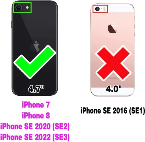 Miniatura 2 de Asuwish Funda para iPhone 7/8, iPhone SE 2020/2022 con protector de pantalla de vidrio templado, cartera abatible con soporte para tarjetas, doble