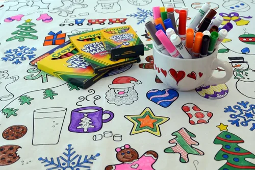 Miniatura 8 de Diseño de mandala, mantel rectangular XL de 60 x 102 pulgadas, mantel interactivo para colorear para niños, tela de poliéster/algodón, lavable