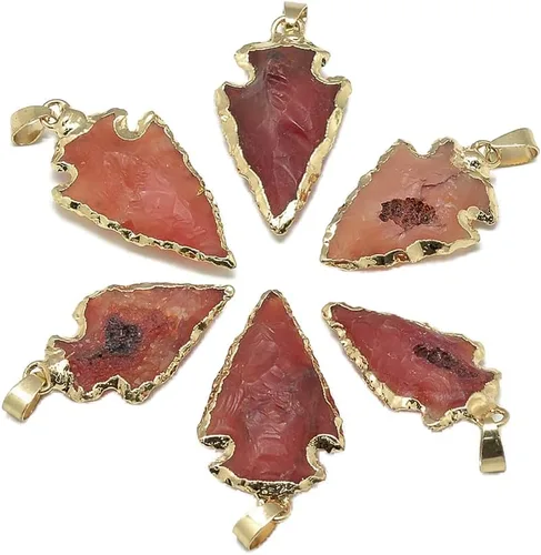 Miniatura 2 de Beadthoven - 5 colgantes de amatista natural con punta de flecha de cristal curativo de chakras, gemas semipreciosas, dijes colgantes para bricolaje