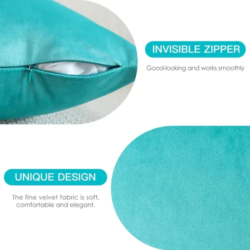 Miniatura 7 de OTOSTAR Paquete de 2 fundas de cojín de terciopelo suave y decorativas de 18 x 18 pulgadas, fundas de cojín cuadradas lisas para sofá, decoración