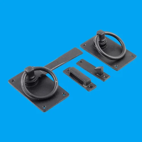 Miniatura 2 de Renovators Supply Manufacturing Cerradura de puerta de hierro forjado negro de 6.5 pulgadas con herrajes de montaje