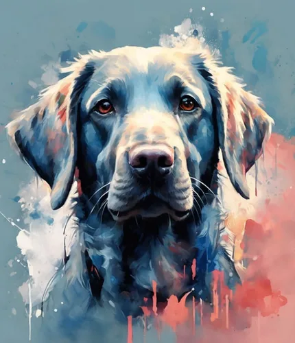 ZMHZMY Pintura al óleo a mano de perro por números, pintura de Labrador Retriever sobre lienzo para adultos principiantes niños, 15.7 x 20.9