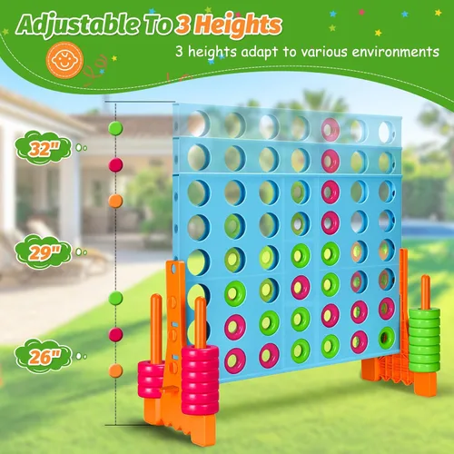 Miniatura 3 de GADFISH Gigante 4 en una fila: 2.6 pies de alto para exteriores 4 en una fila, perfecto para uso en interiores y exteriores, juego gigante de 4