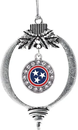 Miniatura 173 de Inspired Silver - Twin One - Adorno festivo de Navidad de plata - Adorno festivo de árbol de Navidad con dije de círculo y circonita cúbica