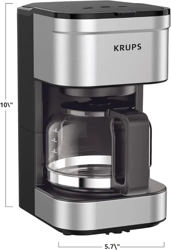 Miniatura 7 de KRUPS Simply Brew - Cafetera compacta de 5 tazas: diseño de acero inoxidable, pausa y prepara, mantiene el calor, filtro reutilizable, jarra sin