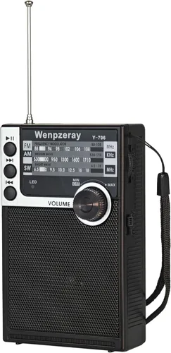 Y-706 Radio de bolsillo portátil AM FM SW Banda Receptor Transistor con batería con buen sonido fuerte Soporte de altavoz pequeño USB/TF Card Play